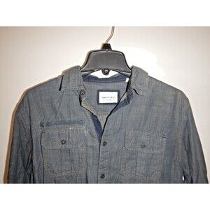 Paper Denim & Cloth Boys Chambray Button Shirt Gray Olive Size 14/16